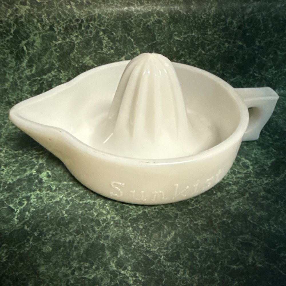 Milk glass vintage Sunkist juicer